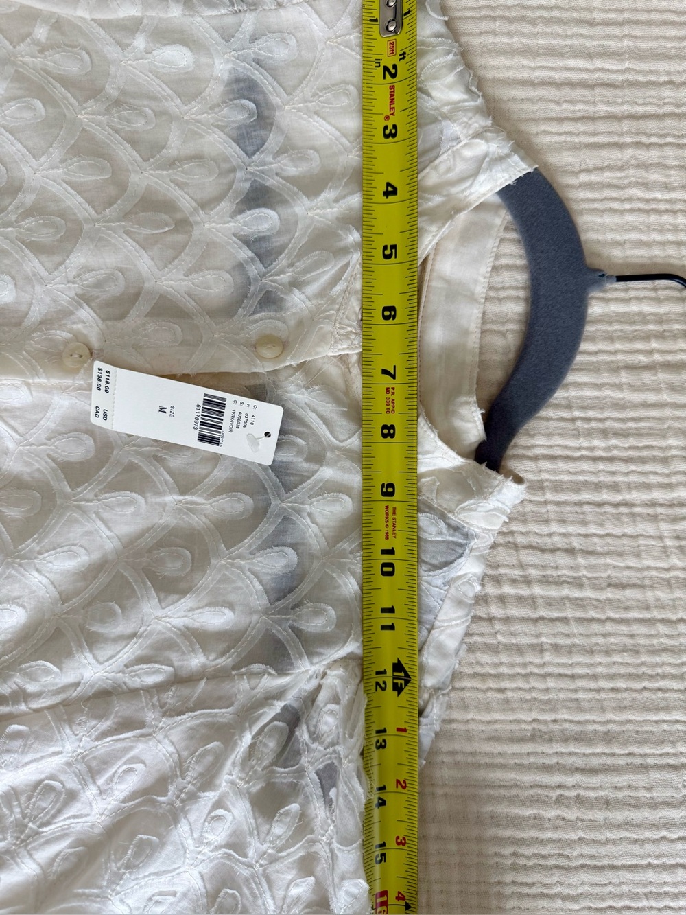 NWT Anthropologie Pilcro Textured Scalloped Button Down Blouse Shirt Ivory M - Picture 8 of 9
